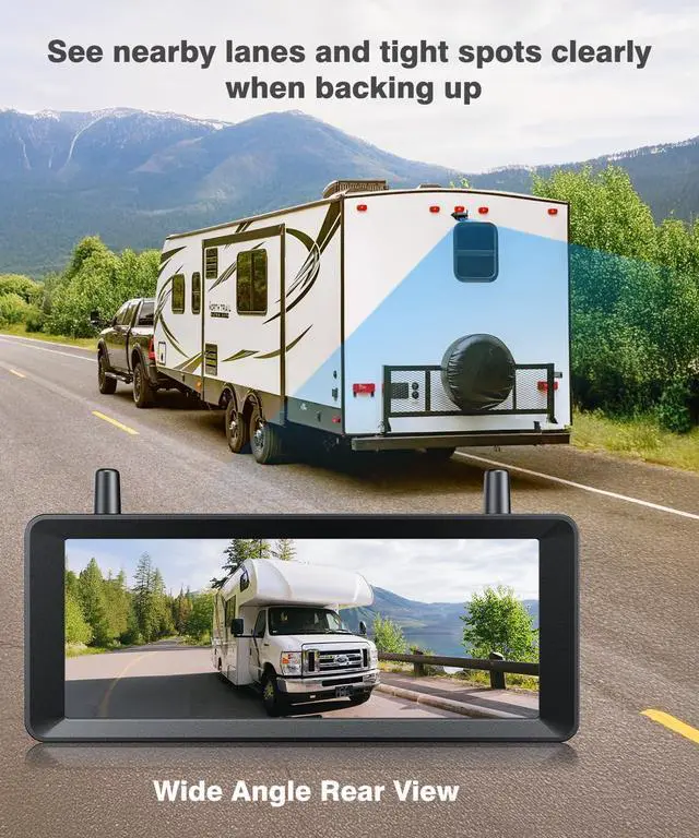 Alt view image 7 of 7 - Wireless RV Backup Camera, 30Min Plug and Play Setup | Smooth Live View Even Past 60ft, 7.2" 1080P DVR Monitor, IR Night Vision Backup Camera for Pre-Wired RV, 5th Wheel, Trailer