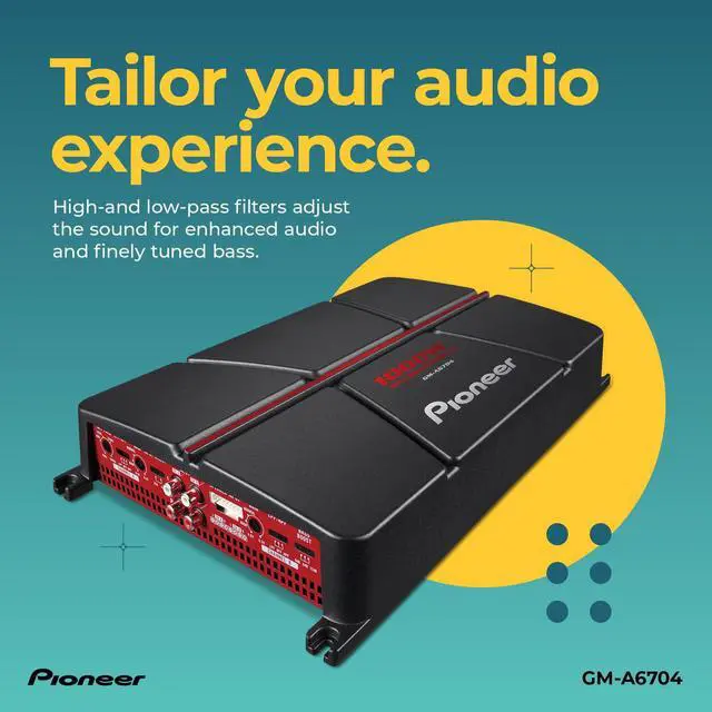 Alt view image 5 of 6 - GM-A6704 1000W Max Class AB Bridgeable 4-Channel Car Amplifier | High-/Low-Pass Filters
