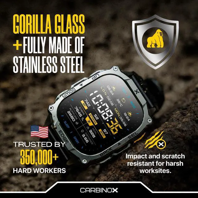 Alt view image 4 of 7 - Edge Smart Watch Rugged, 1.96 AMOLED, Stainless Steel, IP69K/5ATM Fitness trackers, Dual-Band GNSS, 500mAh, Bluetooth Calls, Smart Watch for Android Phones iOS (Black)
