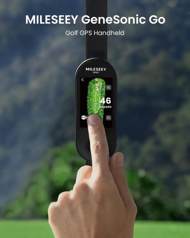 Alt view image 2 of 7 - GeneSonic Go Golf GPS Handheld with 43K+ Courses (No Subscription) | Magnetic Golf Rangefinder Yardage Device, 3" Full-Color Touchscreen, Layup/FCB/Hazard Distances, 10H Battery, IP67 Waterproof
