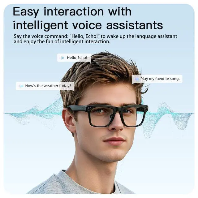 Alt view image 4 of 7 - AI Smart Glasses with 13MP Camera & Real-Time Translation,4K HD Video Recording for Vlogging, Voice Assistant, Open-Ear Audio, Photochromic Lenses for Business and Travel