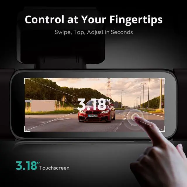 Alt view image 7 of 7 - 3K 4 Channel Dash Cam with Hardwire Kit, 24/7 Parking Mode, 360°All-Sides View, Front and Rear Inside Car Camera, 3.18Touch Screen,Night Vision Voice Control,Free 128GB Card 5.8GHz WiFi & GPS