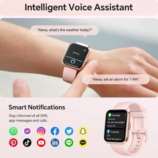 Alt view image 3 of 7 - Smart Watches for Women, 1.85" HD Smartwatch Compatible iPhone/Samsung/Android (Answer/Make), Fitness Tracker with Heart Rate/Sleep/SpO2 Monitor, Smart Watch 3ATM Waterproof, 120+ Sport Modes, Alexa