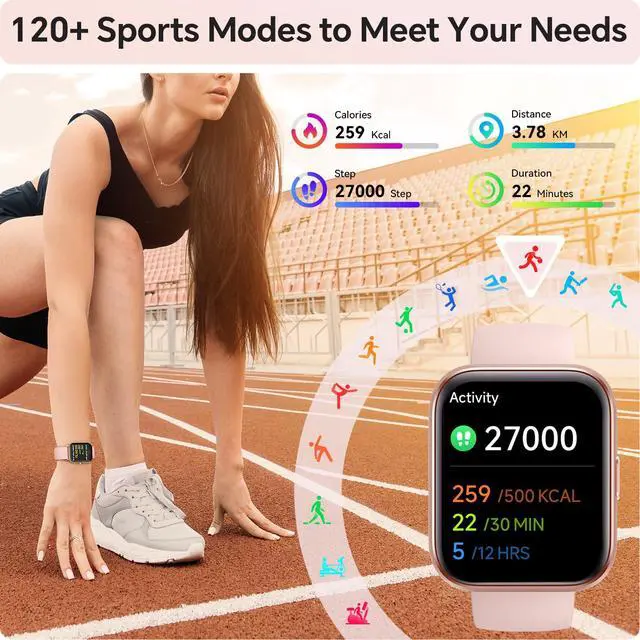 Alt view image 6 of 7 - Smart Watches for Women, 1.85" HD Smartwatch Compatible iPhone/Samsung/Android (Answer/Make), Fitness Tracker with Heart Rate/Sleep/SpO2 Monitor, Smart Watch 3ATM Waterproof, 120+ Sport Modes, Alexa