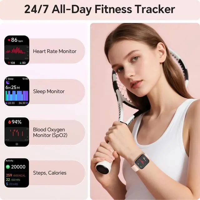 Alt view image 4 of 7 - Smart Watches for Women, 1.85" HD Smartwatch Compatible iPhone/Samsung/Android (Answer/Make), Fitness Tracker with Heart Rate/Sleep/SpO2 Monitor, Smart Watch 3ATM Waterproof, 120+ Sport Modes, Alexa