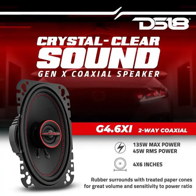 Alt view image 2 of 7 - GEN-X4.6 Coaxial Speaker - 4x6, 2-Way, 135W Max, 45W RMS, Black Paper Cone, Mylar Dome Tweeter, 4 Ohms - Clarity Unparalled by Other Speakers in Their Class (2 Speakers)