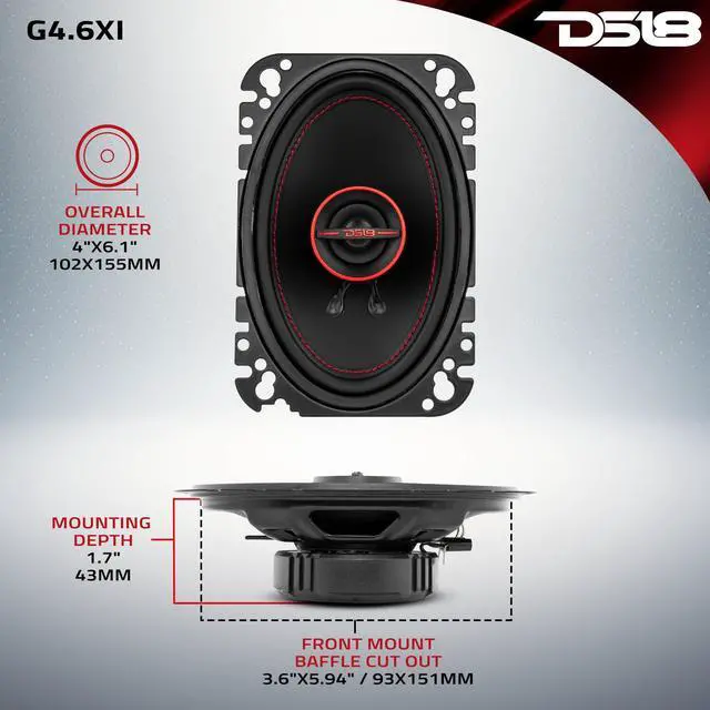 Alt view image 4 of 7 - GEN-X4.6 Coaxial Speaker - 4x6, 2-Way, 135W Max, 45W RMS, Black Paper Cone, Mylar Dome Tweeter, 4 Ohms - Clarity Unparalled by Other Speakers in Their Class (2 Speakers)