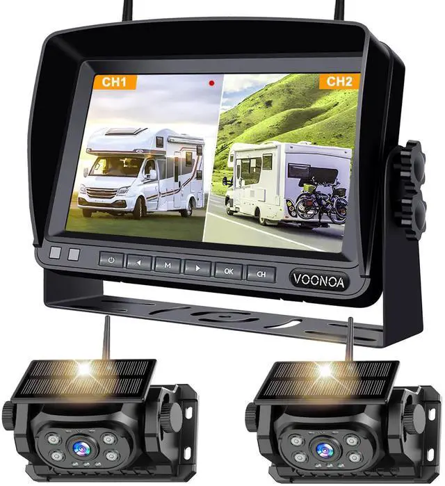Main image of 2 Magnetic Wireless Backup Camera with 7'' HD 1080P DVR Monitor System, 15000mAh Rechargeable Waterproof Dual Solar Reverse Camera for Hitch Towing Car Trailer Truck RV VN007