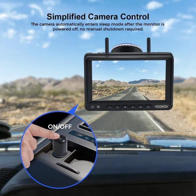 Alt view image 3 of 7 - 2 Magnetic Wireless Backup Camera with 7'' HD 1080P DVR Monitor System, 15000mAh Rechargeable Waterproof Dual Solar Reverse Camera for Hitch Towing Car Trailer Truck RV VN007
