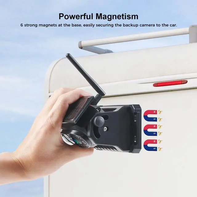 Alt view image 5 of 7 - 2 Magnetic Wireless Backup Camera with 7'' HD 1080P DVR Monitor System, 15000mAh Rechargeable Waterproof Dual Solar Reverse Camera for Hitch Towing Car Trailer Truck RV VN007