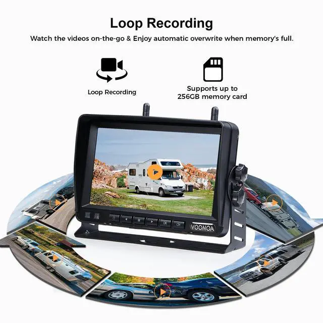 Alt view image 7 of 7 - 2 Magnetic Wireless Backup Camera with 7'' HD 1080P DVR Monitor System, 15000mAh Rechargeable Waterproof Dual Solar Reverse Camera for Hitch Towing Car Trailer Truck RV VN007