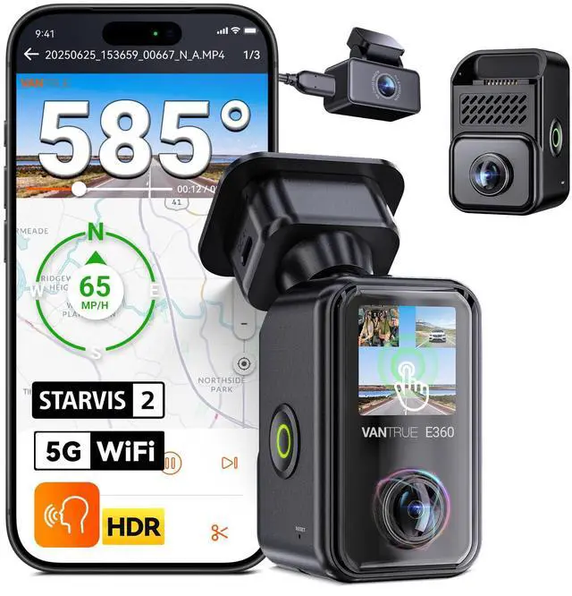 Main image of E360 Plus All Channel Dash Cam 585° Fisheye | Dual STARVIS 2, Dual IR Night Vision, Touch Screen, Voice Control, WiFi, GPS, 24/7 Parking Mode, G-Sensor,Max 1TB