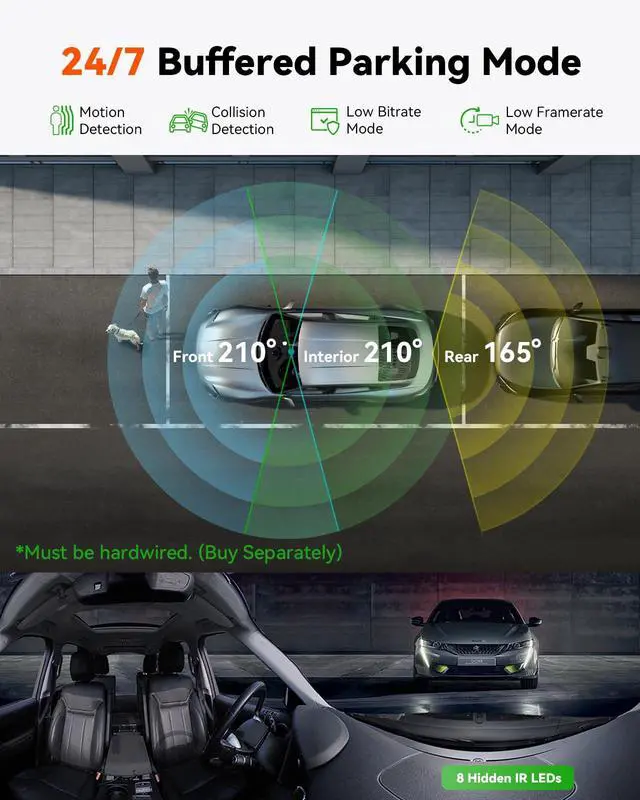 Alt view image 6 of 7 - E360 Plus All Channel Dash Cam 585° Fisheye | Dual STARVIS 2, Dual IR Night Vision, Touch Screen, Voice Control, WiFi, GPS, 24/7 Parking Mode, G-Sensor,Max 1TB