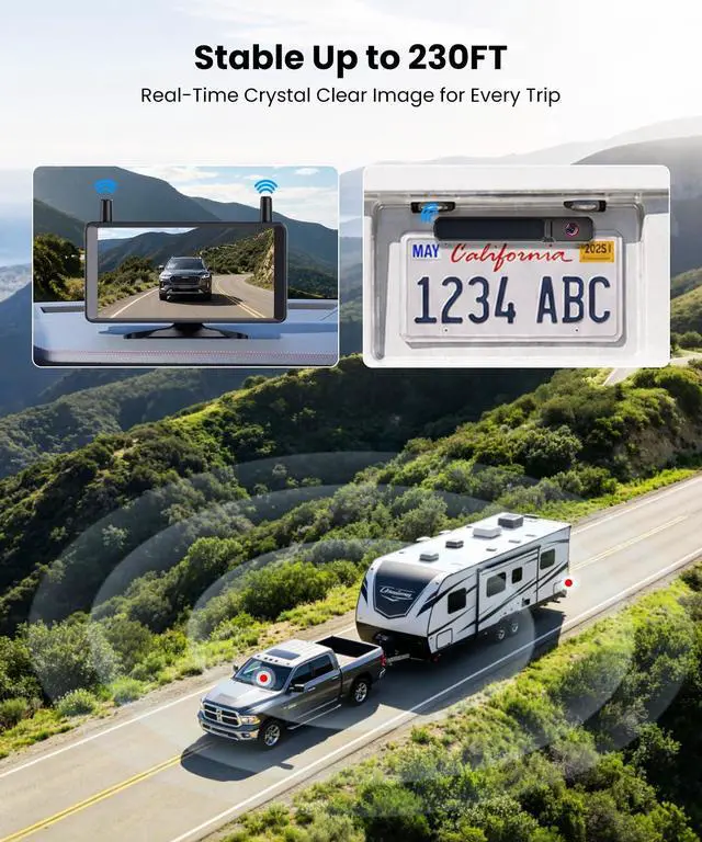Alt view image 4 of 7 - 6" Solar Wireless Backup Camera: No Drilling 1-Min Quick Install | Dual Antenna for Smooth Live View, 1080P Screen with Color Night Vision, Long Battery & Solar Recharge for Car Truck Trailer