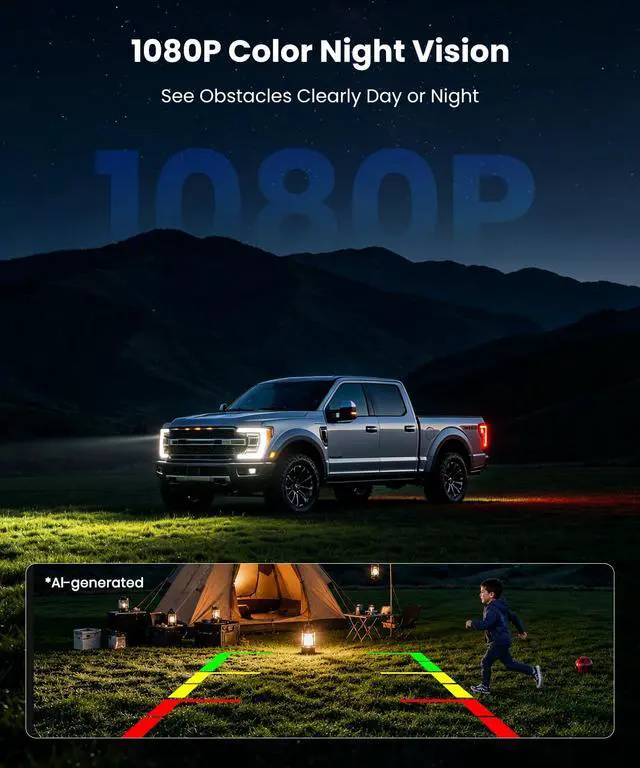 Alt view image 5 of 7 - 6" Solar Wireless Backup Camera: No Drilling 1-Min Quick Install | Dual Antenna for Smooth Live View, 1080P Screen with Color Night Vision, Long Battery & Solar Recharge for Car Truck Trailer