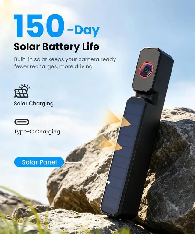 Alt view image 6 of 7 - 6" Solar Wireless Backup Camera: No Drilling 1-Min Quick Install | Dual Antenna for Smooth Live View, 1080P Screen with Color Night Vision, Long Battery & Solar Recharge for Car Truck Trailer
