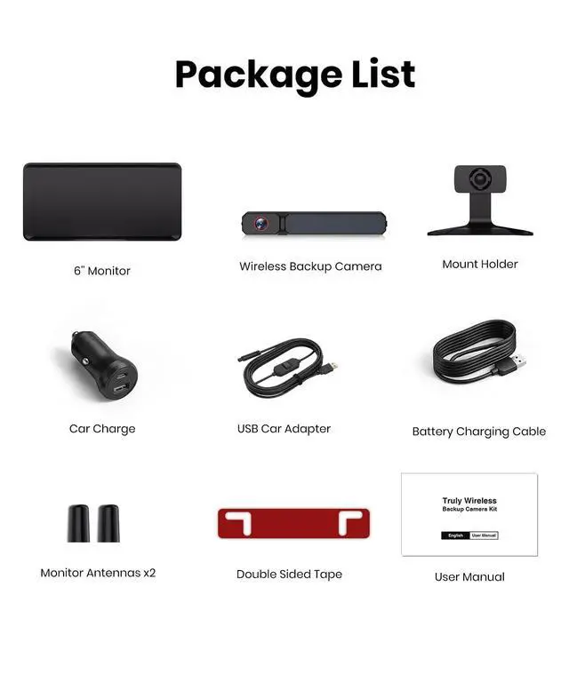 Alt view image 7 of 7 - 6" Solar Wireless Backup Camera: No Drilling 1-Min Quick Install | Dual Antenna for Smooth Live View, 1080P Screen with Color Night Vision, Long Battery & Solar Recharge for Car Truck Trailer
