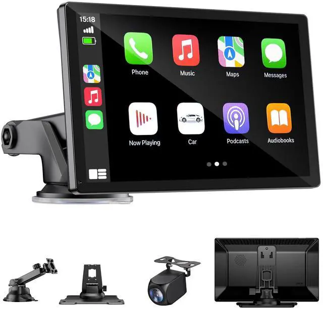 Main image of 9" Wireless Apple Carplay Screen for Car & Android Auto with Backup Camera | Portable Touchscreen with OTA Update, GPS Navigation/Mirror Link/Voice Control/5.0 Bluetooth