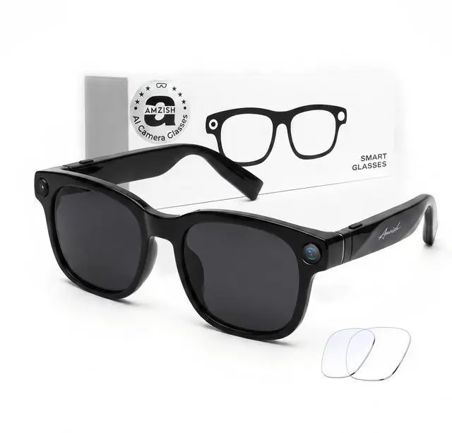 Main image of AI Smart Glasses with Camera, 8MP HD Bluetooth Camera Glasses for Women Men | 1080P Video Recording Sunglasses, Real Time Translation, Voice Assistant, Open Earbuds, Travel, Work, Vlog