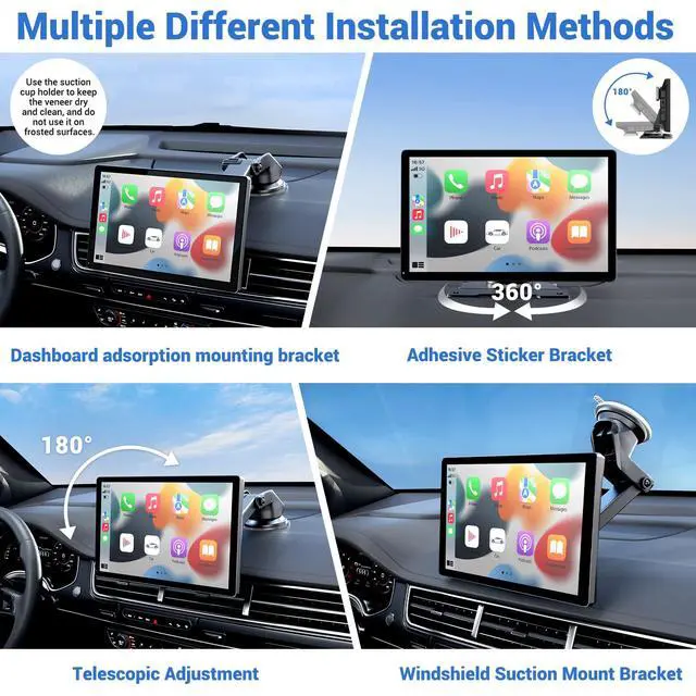 Alt view image 7 of 7 - 9" Wireless Apple Carplay Screen for Car & Android Auto with Backup Camera | Portable Touchscreen with OTA Update, GPS Navigation/Mirror Link/Voice Control/5.0 Bluetooth