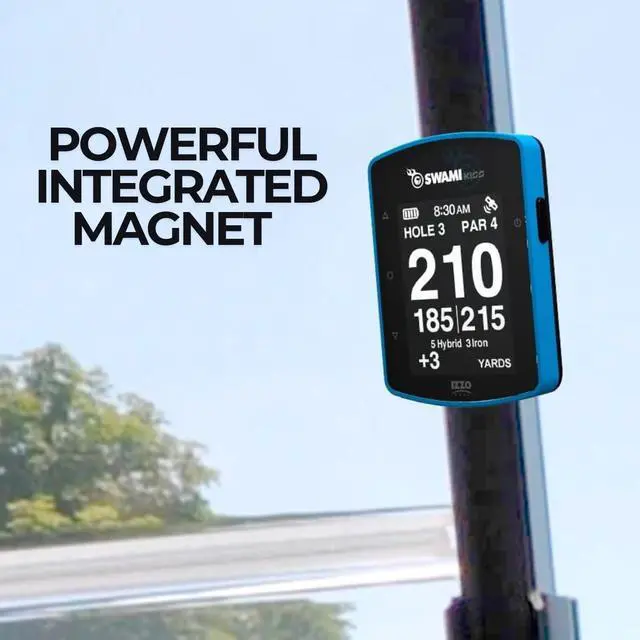 Alt view image 2 of 7 - Swami KISS 2.0 Handheld Golf GPS Ragnefinder with Integrated Magnets - Blue | Integrated magnets, two display modes, preloaded course data