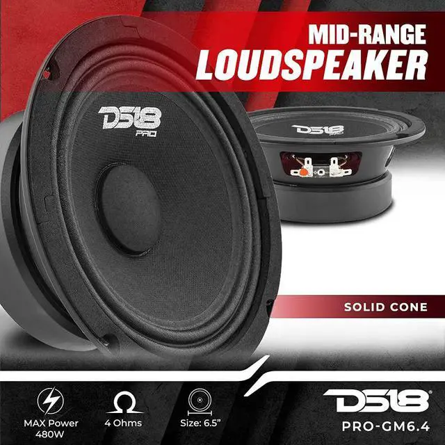 Alt view image 2 of 7 - PRO-GM6.4PK Mid and High Complete Package - Includes 2X Midrange Loudspeaker 6" and 2X Aluminum Super Bullet Tweeter 1" Built in Crossover - Door Speakers for Car or Truck Stereo Sound System