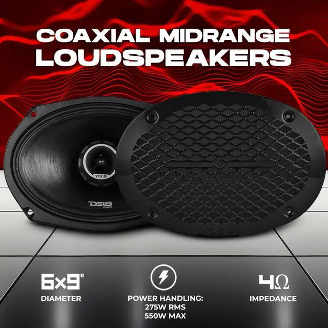 Alt view image 2 of 7 - PRO-ZT Pro Audio Coaxial Midrange Speakers with Built-in Bullet Tweeter, 4-Ohms, Water Resistant - Black Metal Mesh Grill Included (1 Speaker) (6x9 inches)