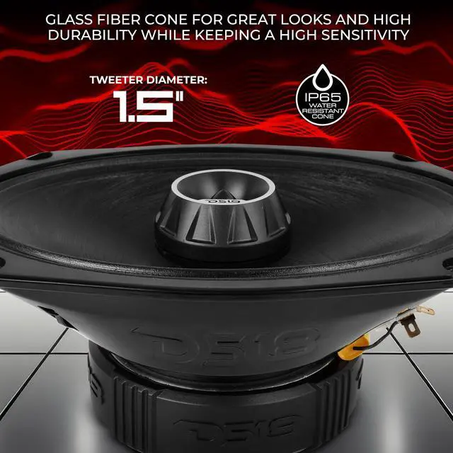 Alt view image 3 of 7 - PRO-ZT Pro Audio Coaxial Midrange Speakers with Built-in Bullet Tweeter, 4-Ohms, Water Resistant - Black Metal Mesh Grill Included (1 Speaker) (6x9 inches)