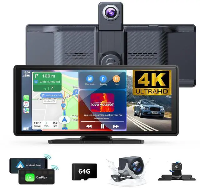 Main image of Wireless Carplay Screen for Car 10.26" 4K 360 Rotation Dash Cam Carplay&Android Auto Car Stereo 1080p Backup Camera GPS Navigation/Mirror Link/Voice Control/Siri/FM Satellite Radio Receiver