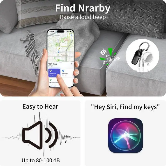Alt view image 5 of 7 - Tracker Tags-16 Pack, 5.3 Bluetooth Tracker Work with Apple Find My (iOS Only), 100dB Sound Finder, Smart Tags with Keychain/Lanyard, Item Finder for Luggage/Key/Suitcase, Replaceable Battery