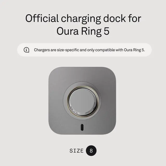 Alt view image 2 of 4 - Ring 5 - Standard Charger - Size 8 - Charging Dock and USB-C Cable - Charges Ring 5 for 6-9 Days
