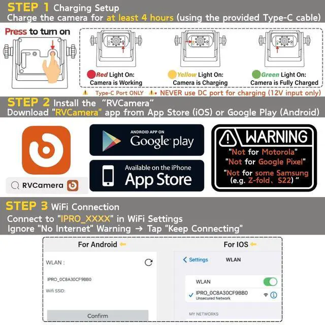 Alt view image 5 of 7 - Strong Magnetic Wireless Backup Camera for iPhone Android, WiFi Hitch Camera Rechargeable Battery for Hitch Gooseneck Travel Boat Horse Trailer Truck Camper RV Front Rear View Reverse Back up