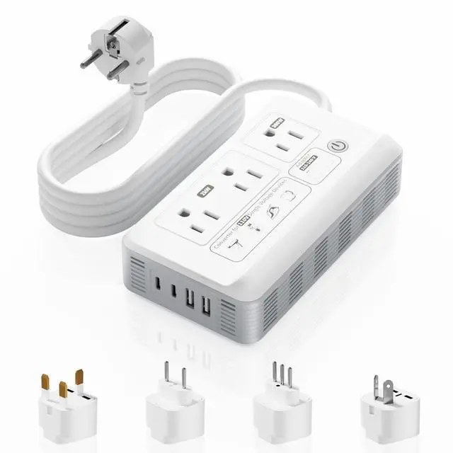 Main image of 2000W Voltage Converter US to Europe, 220v to 110v Converter for International Travels (White)