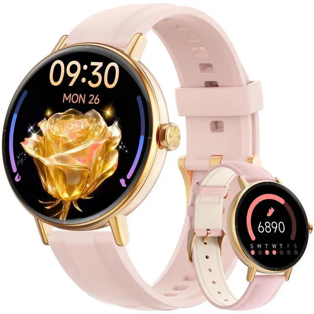 Main image of Smart Watch for Women,1.57" Touch Screen Smartwatch for iPhone& Samsung& Android,Answer/Make Call,Fitness Tracker with Heart Rate/SpO2/Sleep Monitor,IP68 Waterproof,110+ Sports Mode,2 Bands