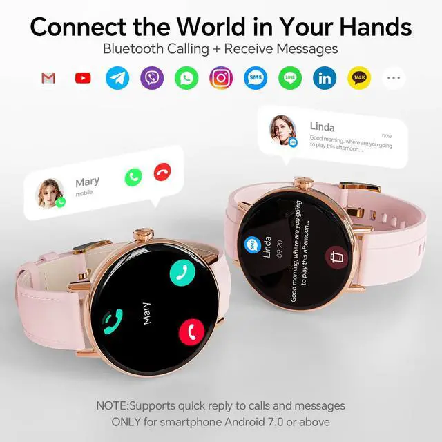 Alt view image 3 of 7 - Smart Watch for Women,1.57" Touch Screen Smartwatch for iPhone& Samsung& Android,Answer/Make Call,Fitness Tracker with Heart Rate/SpO2/Sleep Monitor,IP68 Waterproof,110+ Sports Mode,2 Bands