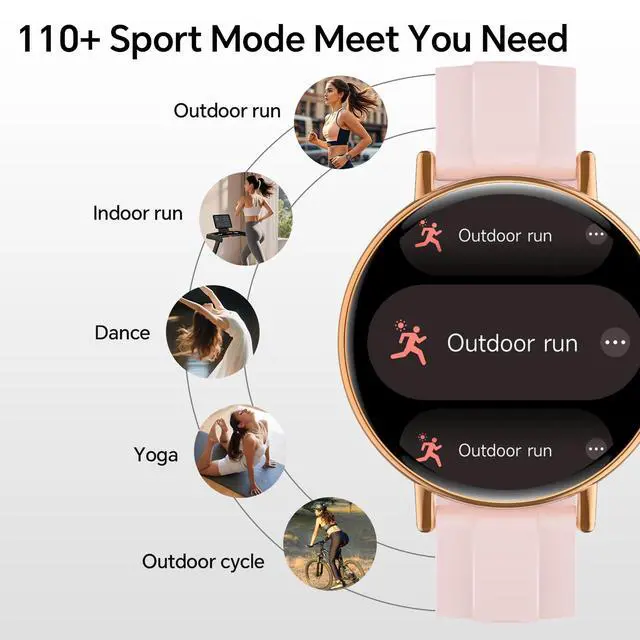 Alt view image 4 of 7 - Smart Watch for Women,1.57" Touch Screen Smartwatch for iPhone& Samsung& Android,Answer/Make Call,Fitness Tracker with Heart Rate/SpO2/Sleep Monitor,IP68 Waterproof,110+ Sports Mode,2 Bands