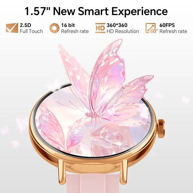 Alt view image 5 of 7 - Smart Watch for Women,1.57" Touch Screen Smartwatch for iPhone& Samsung& Android,Answer/Make Call,Fitness Tracker with Heart Rate/SpO2/Sleep Monitor,IP68 Waterproof,110+ Sports Mode,2 Bands