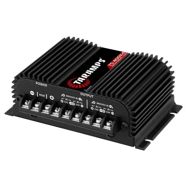 Alt view image 2 of 7 - Taramps TS 400X4 Black 2 Ohms 400W RMS 4-Channel Car Audio Amplifier | High-Level and RCA inputs, bridgeable channels, built-in crossover and compact Class D design for flexible installations