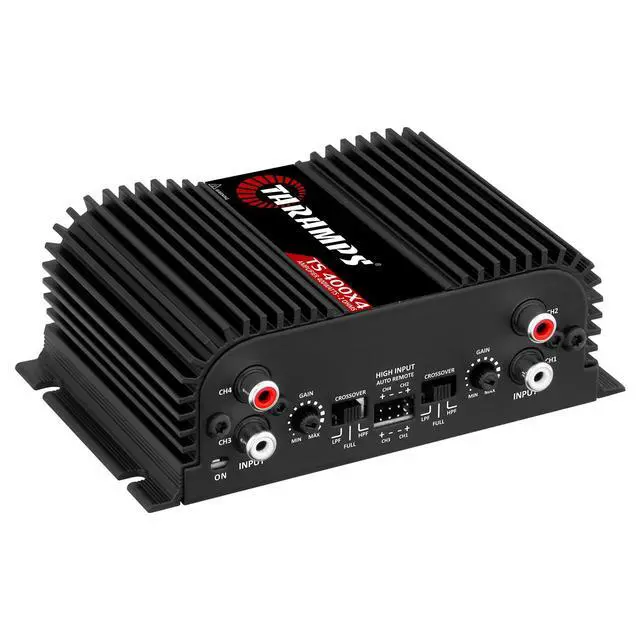 Alt view image 3 of 7 - Taramps TS 400X4 Black 2 Ohms 400W RMS 4-Channel Car Audio Amplifier | High-Level and RCA inputs, bridgeable channels, built-in crossover and compact Class D design for flexible installations