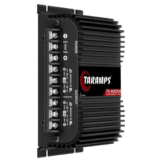 Alt view image 5 of 7 - Taramps TS 400X4 Black 2 Ohms 400W RMS 4-Channel Car Audio Amplifier | High-Level and RCA inputs, bridgeable channels, built-in crossover and compact Class D design for flexible installations
