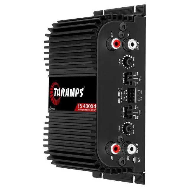 Alt view image 6 of 7 - Taramps TS 400X4 Black 2 Ohms 400W RMS 4-Channel Car Audio Amplifier | High-Level and RCA inputs, bridgeable channels, built-in crossover and compact Class D design for flexible installations