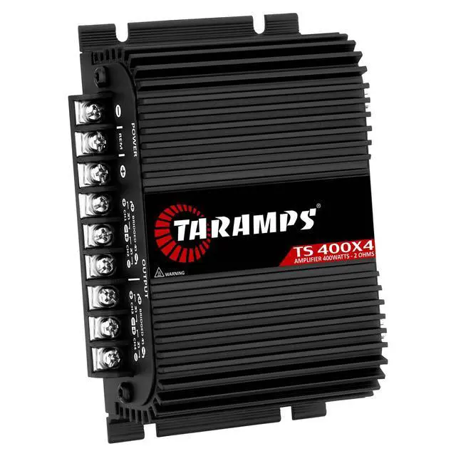 Alt view image 7 of 7 - Taramps TS 400X4 Black 2 Ohms 400W RMS 4-Channel Car Audio Amplifier | High-Level and RCA inputs, bridgeable channels, built-in crossover and compact Class D design for flexible installations