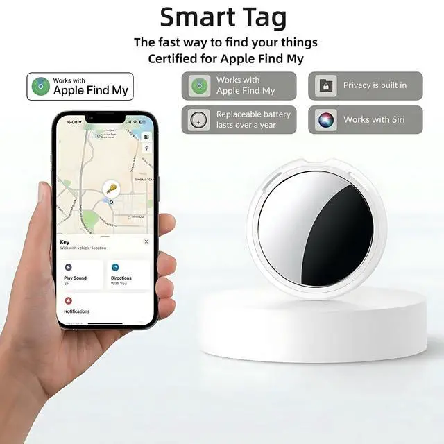 Alt view image 2 of 7 - 4 Pack Smart Tracker Tags MFi Certified Item Finder Apple Find My iOS Only | Bluetooth Air Worldwide Tracking Tracker Tags Waterproof Key Finder Locator with Sound for Luggage Wallet Pets Dogs Cats