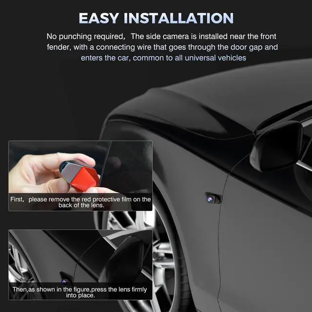 Alt view image 4 of 7 - 360 Degree View 4 Channel Mirror Dash Cam Detached Camera for CarsDash Cam Front and Rear Side(Left,Right),12'' Rear View Mirror Camera1080Px4,WiFi,Night Vision,GPS,Parking Monitor,Free 128GB Card