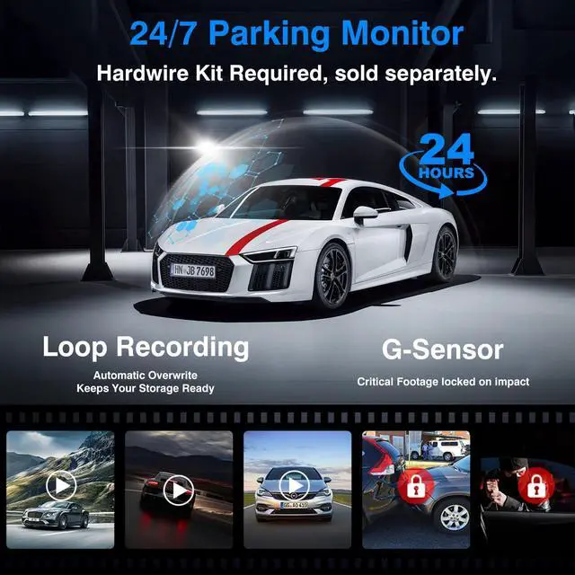 Alt view image 7 of 7 - 360 Degree View 4 Channel Mirror Dash Cam Detached Camera for CarsDash Cam Front and Rear Side(Left,Right),12'' Rear View Mirror Camera1080Px4,WiFi,Night Vision,GPS,Parking Monitor,Free 128GB Card