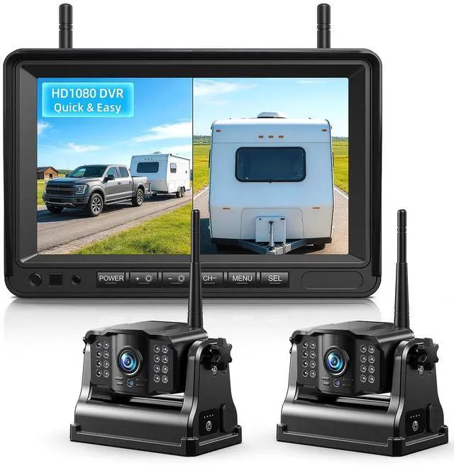 Main image of Dual Magnetic Wireless Backup Cameras - HD1080P 7 DVR Monitor, Stable Signal for RV/Trailer/Truck/Tractor/Camper/Hitch/Travel, 1-Min Install-Free, Clear Night Vision Back Up Camera (ACT702)