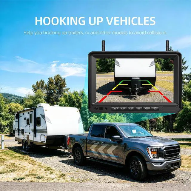 Alt view image 3 of 7 - Dual Magnetic Wireless Backup Cameras - HD1080P 7 DVR Monitor, Stable Signal for RV/Trailer/Truck/Tractor/Camper/Hitch/Travel, 1-Min Install-Free, Clear Night Vision Back Up Camera (ACT702)