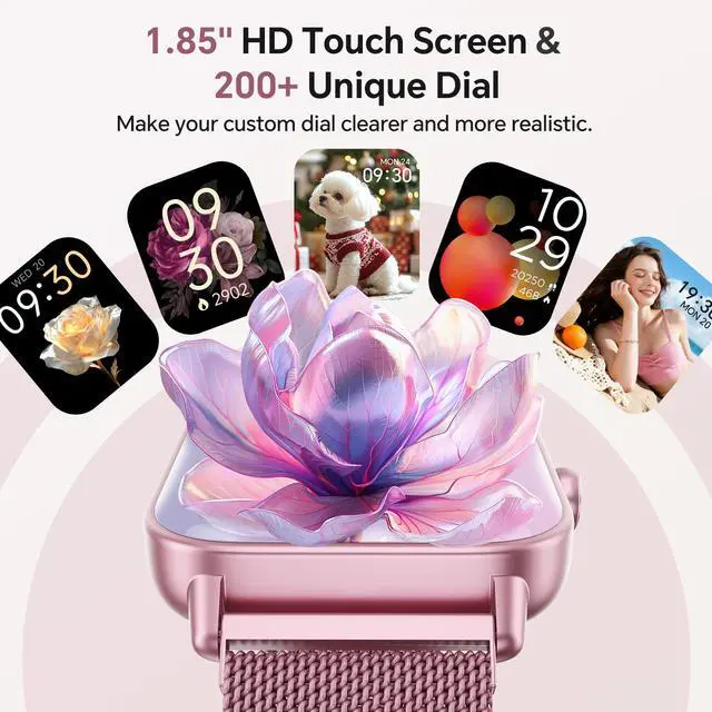 Alt view image 2 of 7 - Smart Watches for Women (Calls/SMS/Reminders), 1.85" HD Alexa Smart Watch for Android Phones & iphone Compatible, 120+ Sport Modes Fitness Watch, Heart Rate/SpO2/Sleep Tracker, 3ATM Fitness Trackers