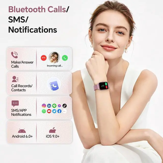 Alt view image 3 of 7 - Smart Watches for Women (Calls/SMS/Reminders), 1.85" HD Alexa Smart Watch for Android Phones & iphone Compatible, 120+ Sport Modes Fitness Watch, Heart Rate/SpO2/Sleep Tracker, 3ATM Fitness Trackers