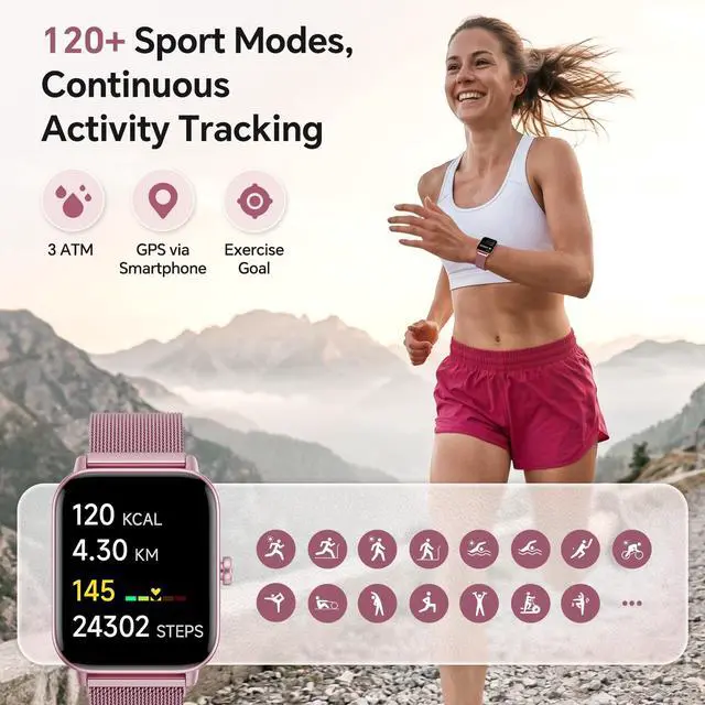 Alt view image 6 of 7 - Smart Watches for Women (Calls/SMS/Reminders), 1.85" HD Alexa Smart Watch for Android Phones & iphone Compatible, 120+ Sport Modes Fitness Watch, Heart Rate/SpO2/Sleep Tracker, 3ATM Fitness Trackers